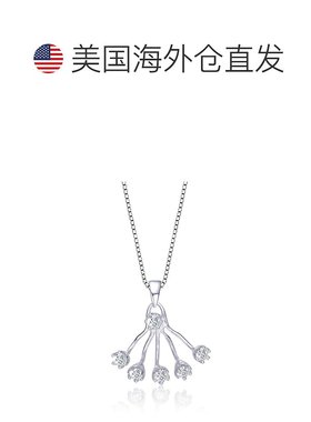 自营 genevive纯银白色立方氧化锆吊坠 - 白色 美国奥莱直发