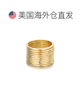 自营adorniaGold Plated 10-Ring Hammered Band Set - gold 美国