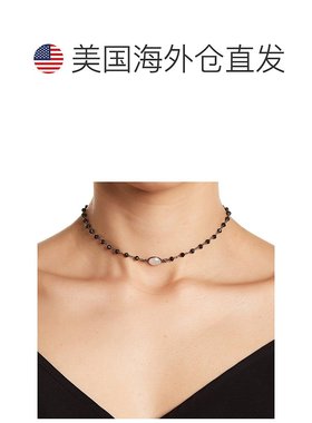 自营 Adornia 3 毫米黑色尖晶石项圈项链月长石 .925 纯银 - 黑色