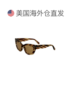 自营Tom Ford女式53毫米条纹棕色太阳镜FT1190-53E-53-条纹棕色