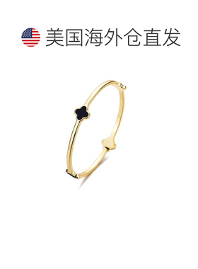 自营adornia14k Gold Plated Black Clover Bangle - black 美国