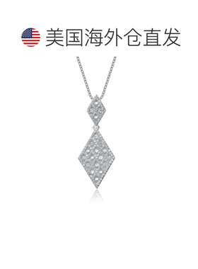 自营geneviveGv C.z.纯银镀铑钻石形状吊坠 - 银 美国奥莱直发