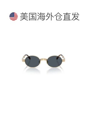 自营miu miu0mu B51s Oval Gold-Toned Metal Sunglasses - grey