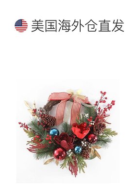 自营 safavieh人造 28 英寸玉兰椭圆形花环带装饰品和蝴蝶结 - 多