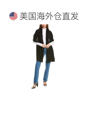 自营amicale cashmereAmicale羊绒流苏针织羊绒旅行包裹-黑色 美