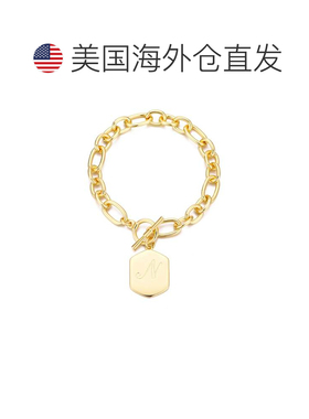 自营adornia14k Gold Plated Monogram Initial Chunky Toggle Br