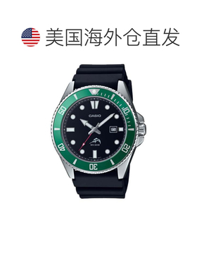 自营Casio Men’s Black and Green Bezel Dive Watch - MDV-106B