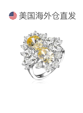 自营GENEVIVE 纯银黄色立方氧化锆鸡尾酒戒指 - 黄色 美国奥莱直