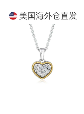 自营Ross-Simons Pave Diamond Heart Pendant Necklace in Sterl