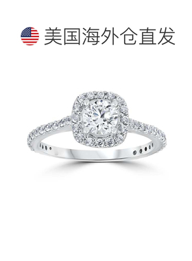 自营pompeii31 1/5 克拉圆形钻石垫形光环订婚戒指 10k 白金 - 10