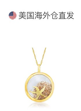 自营 Ross-Simons 14kt 黄金海星和沙水晶吊坠项链 黄色 美国奥莱