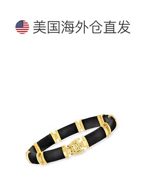 自营 Ross-Simons 黑色玛瑙“Good Fortune”手链 18kt 金手链 -