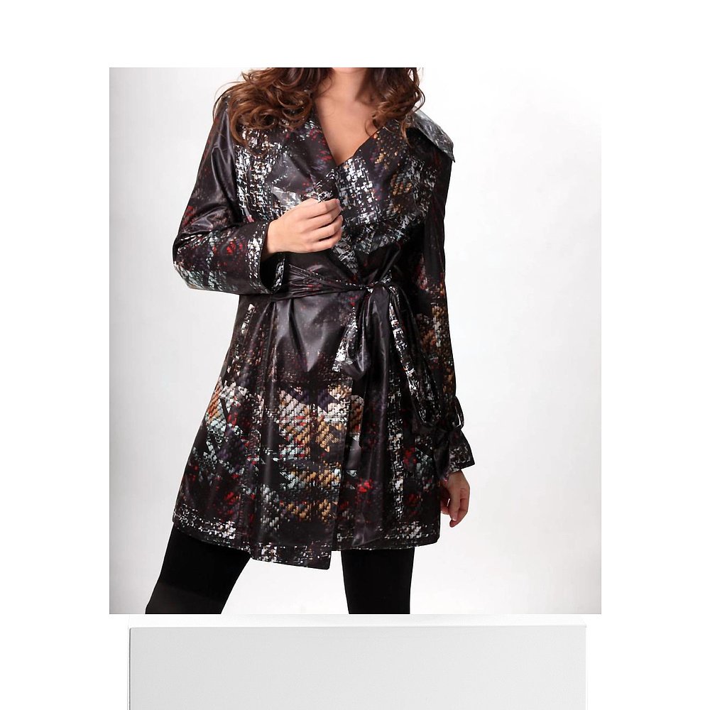 angelBelted Trench Rain Jacket In Black Multi black multi 【 - 图3