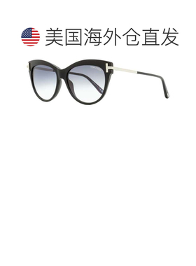 自营Tom Ford 女式猫眼太阳镜 TF821 Kira 01B 黑色/钯金 56 毫米