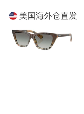 自营Burberry女士54毫米格子棕色太阳镜-格子棕色 美国奥莱直发