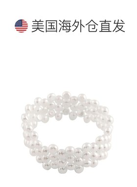 自营 splendid pearls三排白色 7-8 毫米淡水珍珠线圈手链 - 白色