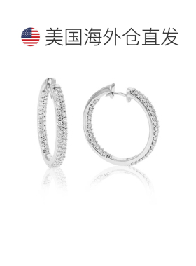 自营vir jewels2 克拉圆形切割实验室生长钻石圈形耳环 0.925 纯