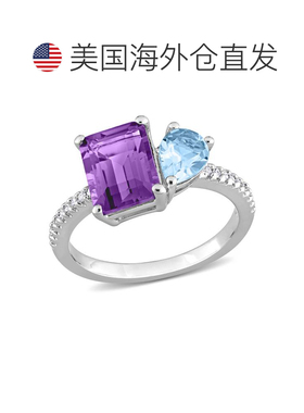 自营 mimi & max925 纯银 3 1/10 克拉 TGW 天蓝色托帕石和紫水晶