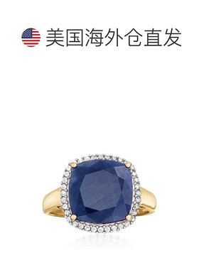 自营 ross-simons罗斯-西蒙斯蓝宝石和 . 14 克拉黄金钻石戒指 蓝