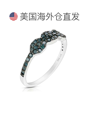 自营 vir jewels 0.45 克拉 3 石蓝色钻石复合戒指 .925 纯银 -
