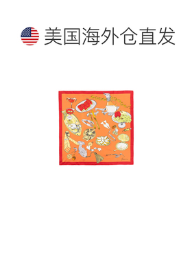自营jacquemus多色鸡尾酒印花方形丝巾-橙色 围巾 美国奥莱直发