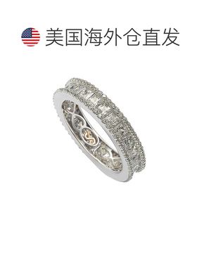 自营Suzy Levian 纯银公主方形切割白色方晶锆石永恒戒指 - 白色