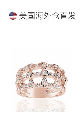 自营 Suzy Levian Rose 纯银立方氧化锆三排多形戒指 - 粉红色 美