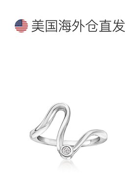 自营RS Pure by Ross-Simons Bezel-Set Diamond Wave Ring in St