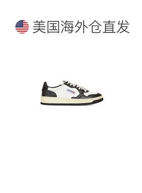 自营Autry Medalist Low Men'S白色和黑色皮革运动鞋Aulm Wb01 -
