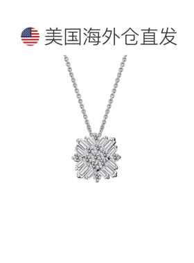 自营 geneviveC.Z.纯银方形长方形吊坠 白色 美国奥莱直发