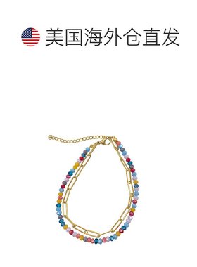 自营adornia14k 镀金多色珠子和回形针链双手链 - 多色 美国奥莱