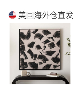 自营Safavieh 人行道砾石框架亚麻帆布 - 浅灰褐色/黑色 美国奥莱