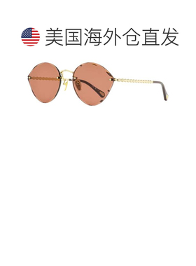 自营Chloe女士斜边无框太阳镜CH0253S 002金色/棕色58mm-002 美国