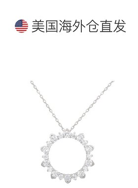 自营 Suzy Levian 纯银方晶锆石圆形吊坠 - 白色 美国奥莱直发