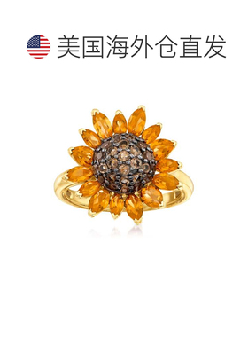 自营ross-simons 罗斯-西蒙斯黄水晶和。 18kt 纯银烟熏石英向日