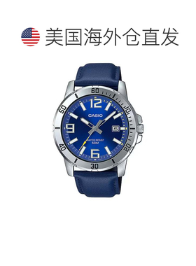 自营Casio Men’s Blue Leather Strap Watch with Blue Dial - M
