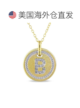自营Mimi & Max B 首字母钻石配饰吊坠配镀黄纯银链条 - 黄色 美
