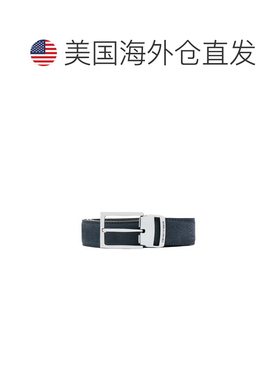 自营emporio armani标志性蓝色磨绒皮革腰带-灰色 美国奥莱直发
