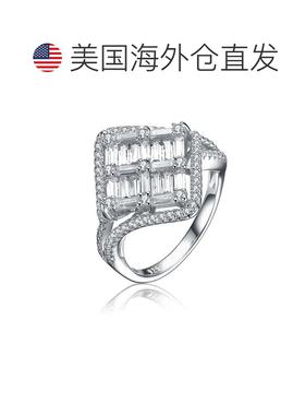自营 GENEVIVE 925 纯银立方氧化锆簇状订婚戒指 - 银白色 美国奥
