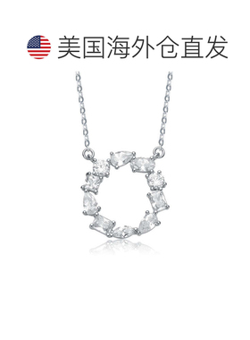 自营geneviveSterling Silver White Gold Plated with Clear Cub