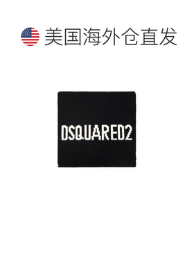 自营dsquared2Logo嵌花针织羊毛围巾-黑色 美国奥莱直发
