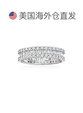 自营Ross-Simons Brilliant 和长方形切割钻石永恒戒指 14 克拉白