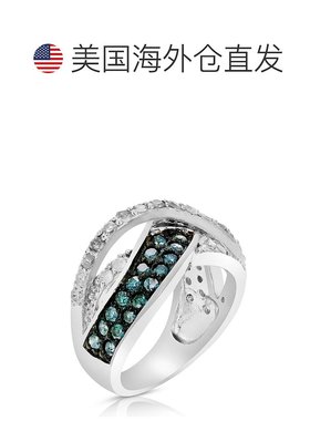 自营 vir jewels 1.20 克拉蓝色和白色钻石戒指 .925 纯银配铑 -