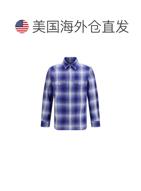 自营Tom Ford Cotton Pattern Men's Shirt - blue 美国奥莱直发