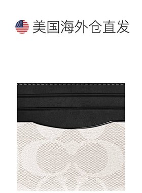 美国直邮Coach 薄 ID 卡夹，采用标志性帆布制成，青铜色/炭灰色/