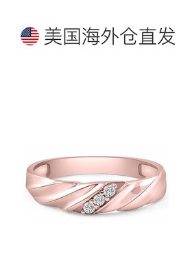 pompeii3VS 钻石 3 石男士结婚戒指，白金、黄金或玫瑰金，实验室