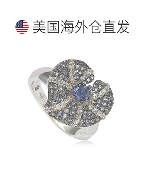 自营Suzy Levian 纯银蓝宝石和钻石口音异想天开的心形戒指 - 蓝