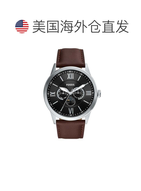 自营Fossil Men's Flynn Multifunction Brown Leather Watch - b