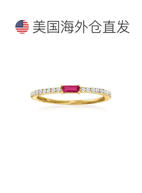 自营ross-simons 罗斯-西蒙斯鲁比和 . 14kt 黄金钻石戒指 - 红色