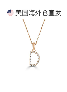 自营sabrina14k 玫瑰金和钻石初始项链 - 玫瑰 d 美国奥莱直发